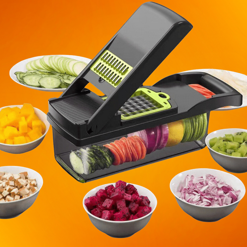 Chopper vegetal multifuncional com alça, grelha de comida, fatiador vegetal, Dicer, cortar itens de cozinha, 14 em 1, 16 em 1