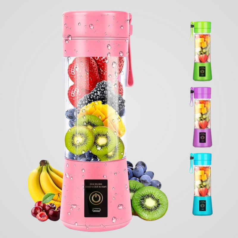 Mini Liquidificador Portatil Mixer Juice Garrafa Shake 6 Laminas + Cabo USB 380ml