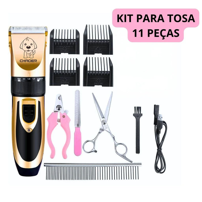 Kit Máquina Para Tosar Pet + Tesoura + Pente + Lixa Máquina Profissional Para Cachorro & Gato