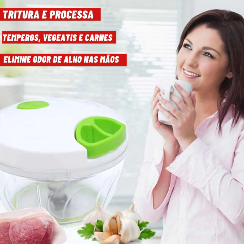 Mini Processador Manual de Alimentos Triturador 3 Lâminas 500ml Grande 200ml