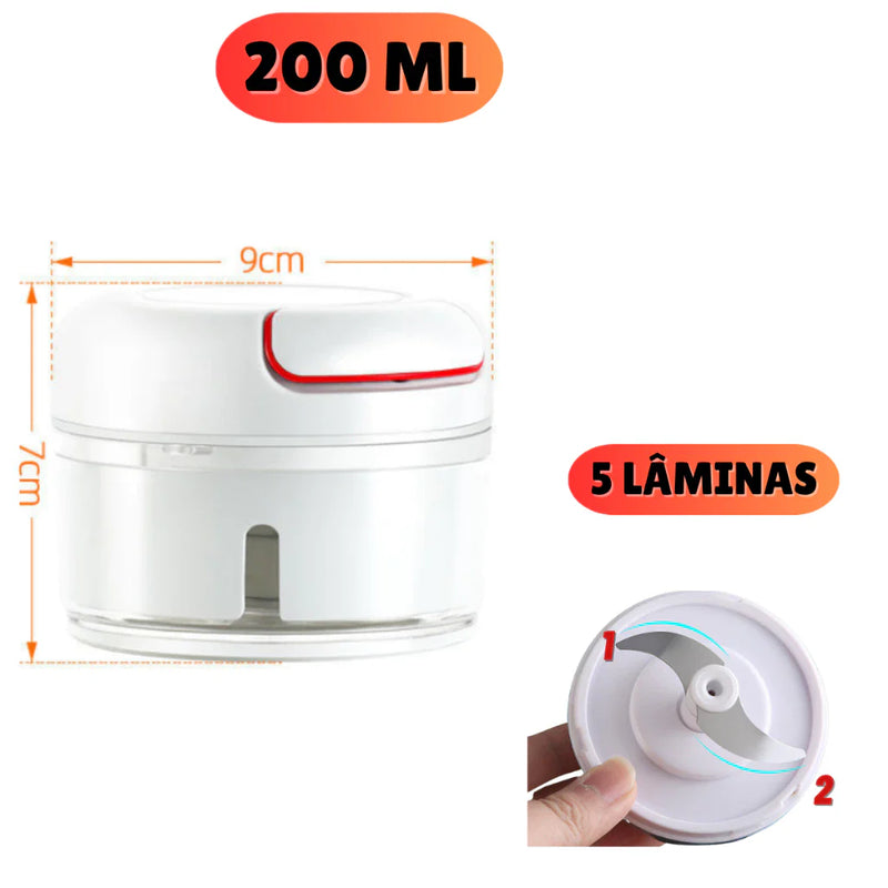 Mini Processador Manual de Alimentos Triturador 3 Lâminas 500ml Grande 200ml