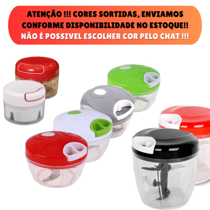 Mini Processador Manual de Alimentos Triturador 3 Lâminas 500ml Grande 200ml