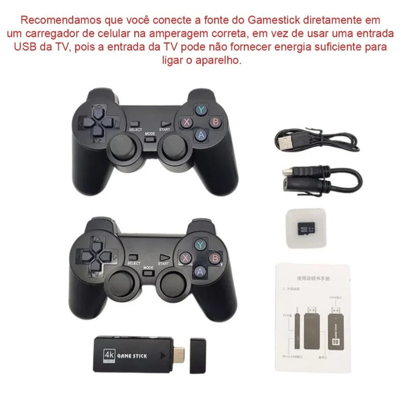 Videogame Stick 10mil 2 Controles Sem Fio Console Original Portatil Jogos Retro Antigo Marisa