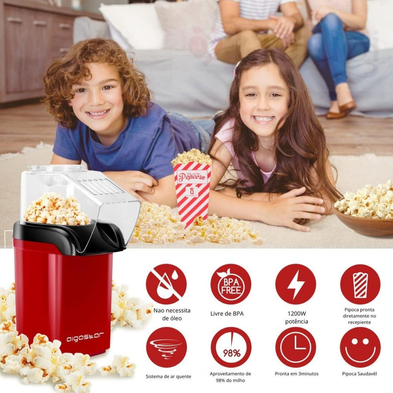 PIPOQUEIRA ELÉRICA Máquina Fazer Pipoca Sem Óleo POPCORN MAKE 100v-220v Envio Imediato